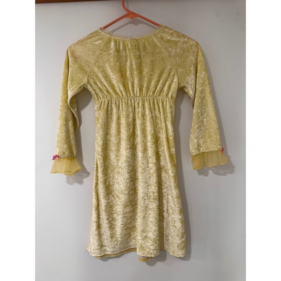 Disney Princess Belle Nightgown Girls Size 8 Yellow Velvet Beauty and the Beast - Picture 3 of 7